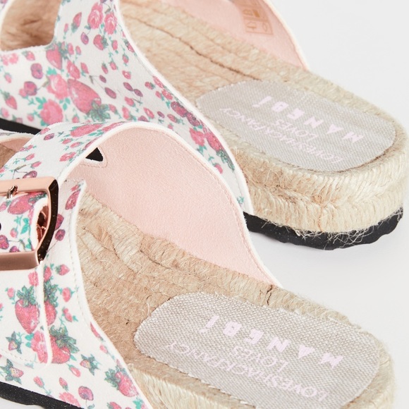 MANEBI x LOVESHACKFANCY Strawberry Floral Print Leather Espadrille Sandals - Picture 5 of 17
